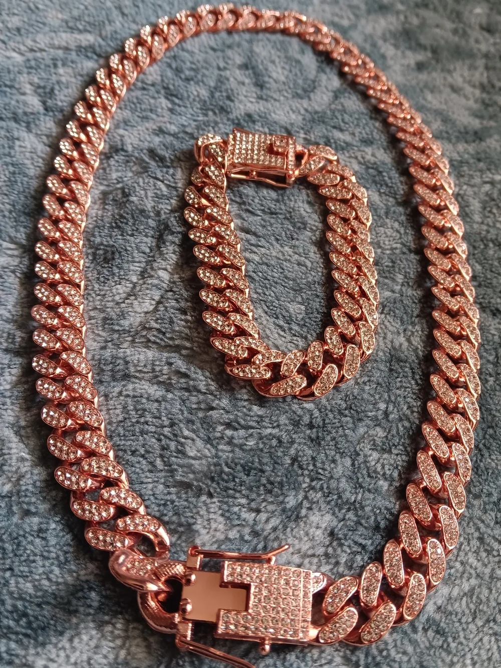 Gold plated necklace  bracelet set with crystal